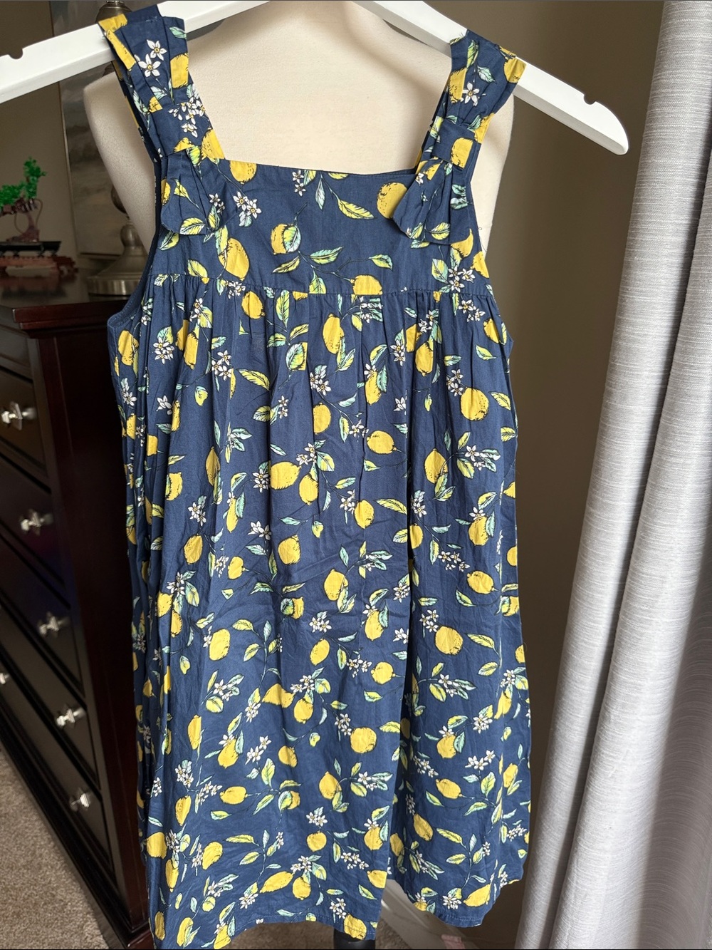 Rachel Riley Navy Blue & Yellow Lemon Print Sundress